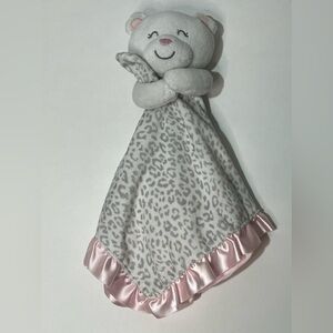 Carter’s Baby Teddy Bear Leopard Security Blanket Lovey Soft Rattle Pink Satin